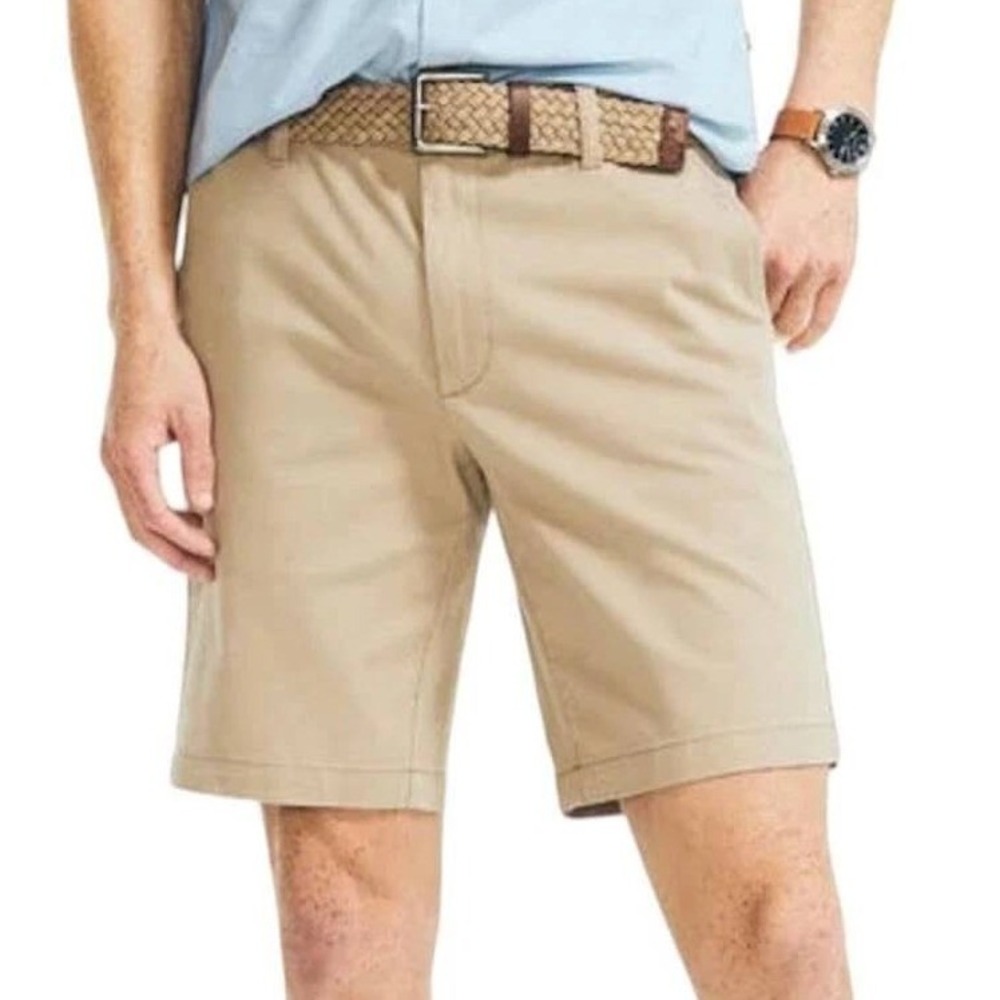 NWT Nautica Classic Fit Deck Short Men's 33 Khaki Tan Cotton Stretch